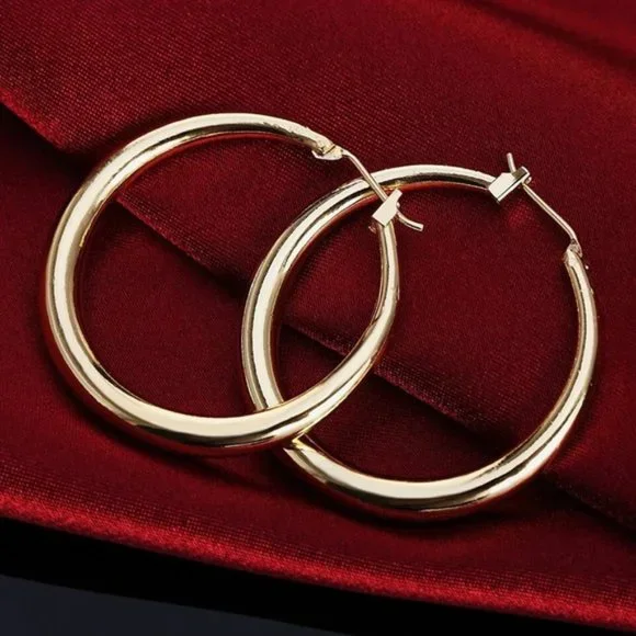 925 Sterling Silver 3.5cm Round Earrings High Quality Circle Hoop Earrin… - Picture 3 of 3